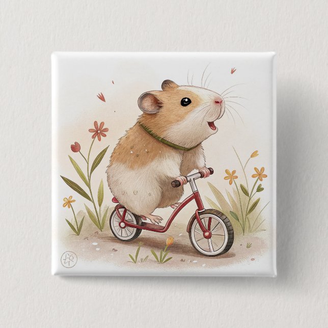 Hamster On Bike Button (Front)