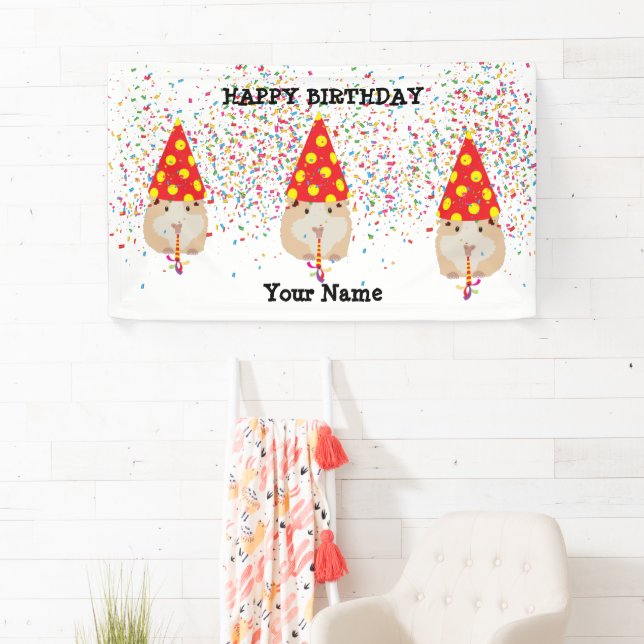 Hamster Partying - Animals at Birthday Party Banner (Insitu)
