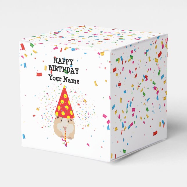 Hamster Partying - Animals at Birthday Party  Favor Boxes (Front Side)