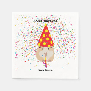 Hamster Partying - Animals at Birthday Party Name Napkins