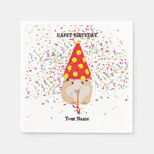 Hamster Partying _ Animals at Birthday Party Name Napkins