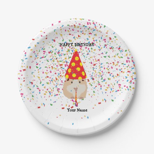 Hamster Partying _ Animals at Birthday Party Name Paper Plates