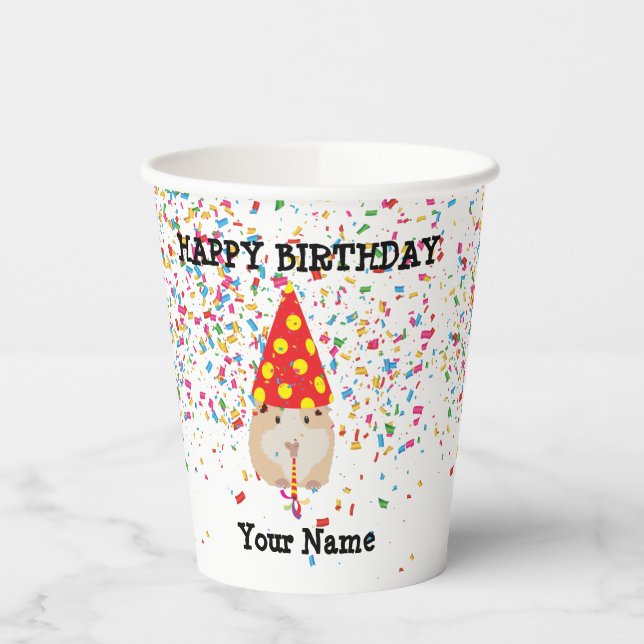 Hamster Partying - Animals at Birthday Party Paper Cups (Left)