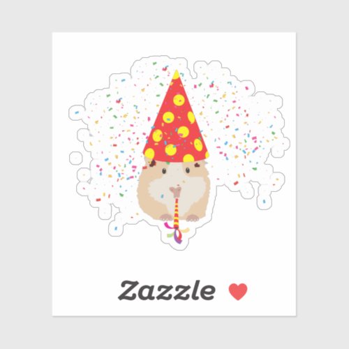 Hamster Partying _ Animals Having a Party Sticker