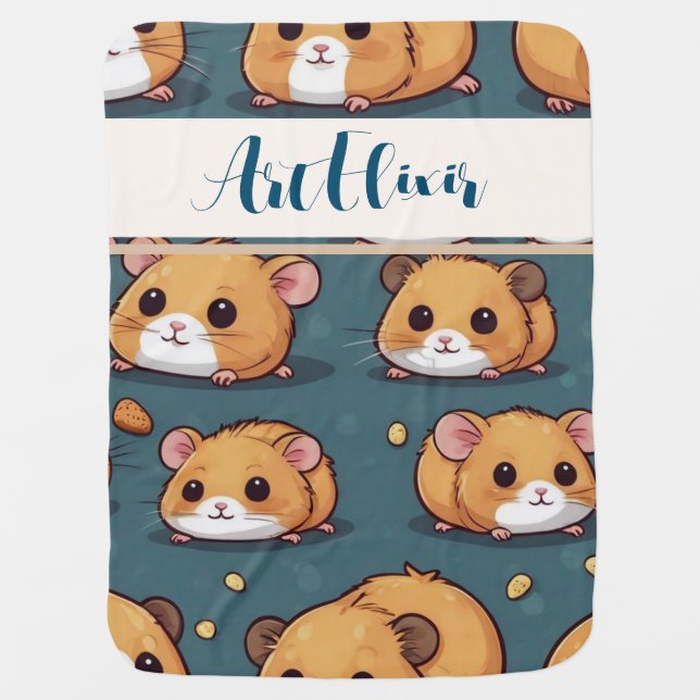 Hamster Pattern Print Baby Blanket (Front)