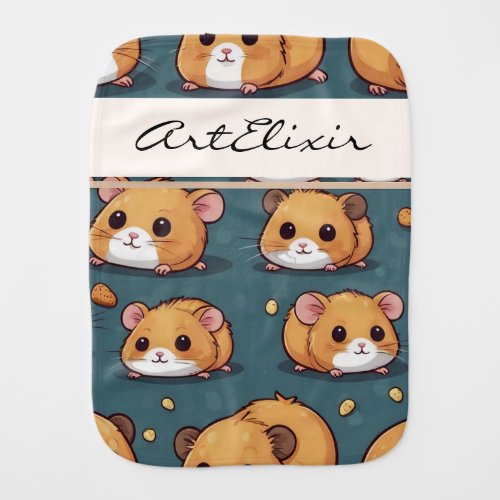 Hamster Pattern Print  Baby Burp Cloth