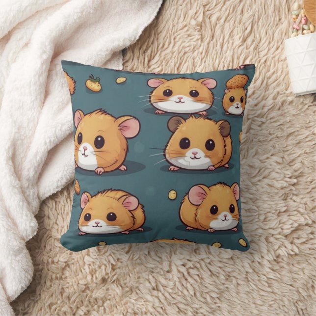 Hamster Pattern Print Throw Pillow (Blanket)