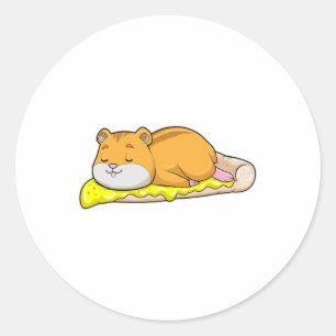 Hamster & Pizza with Cheese Classic Round Sticker