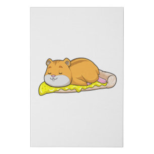 Hamster & Pizza with Cheese Faux Canvas Print