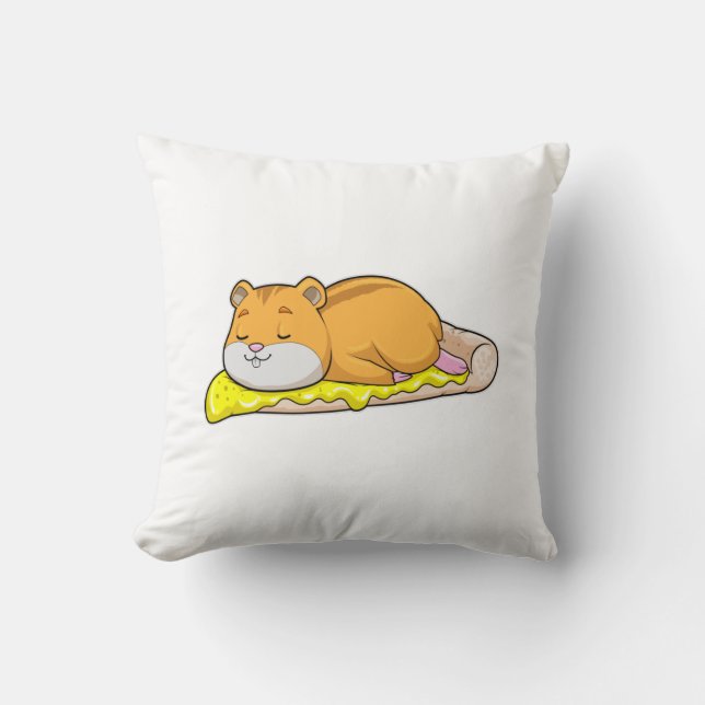 Hamster & Pizza with Cheese Throw Pillow (Front)