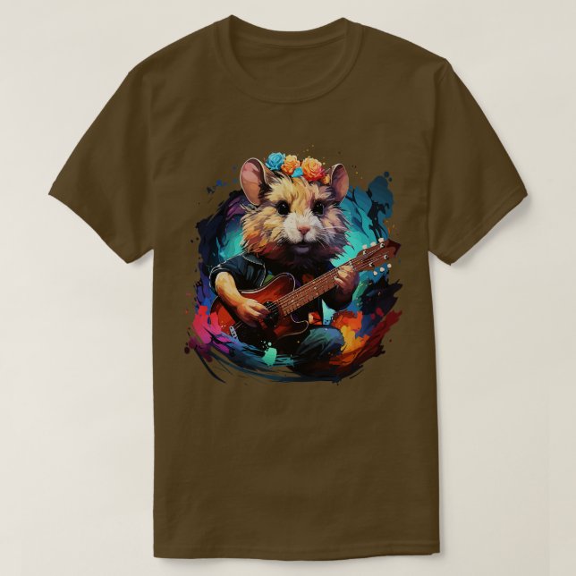 Hamster Playing Guitar T-Shirt (Design Front)