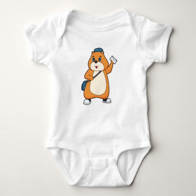 Hamster Postman Letter Baby Bodysuit (Front)