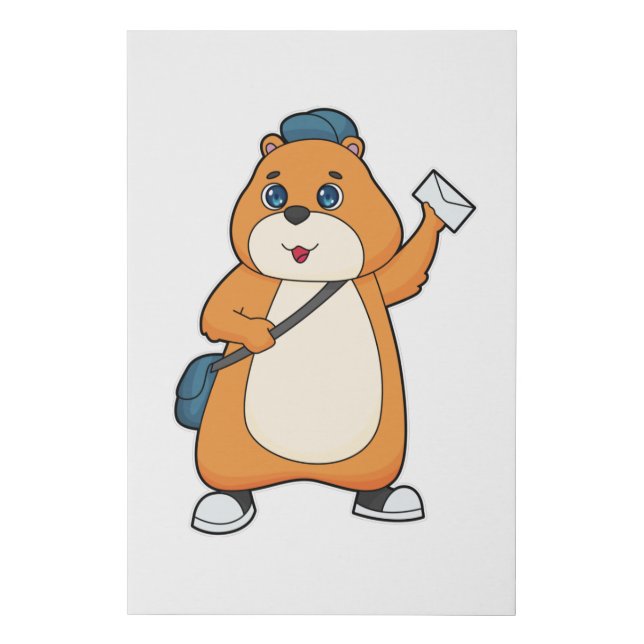 Hamster Postman Letter Faux Canvas Print (Front)