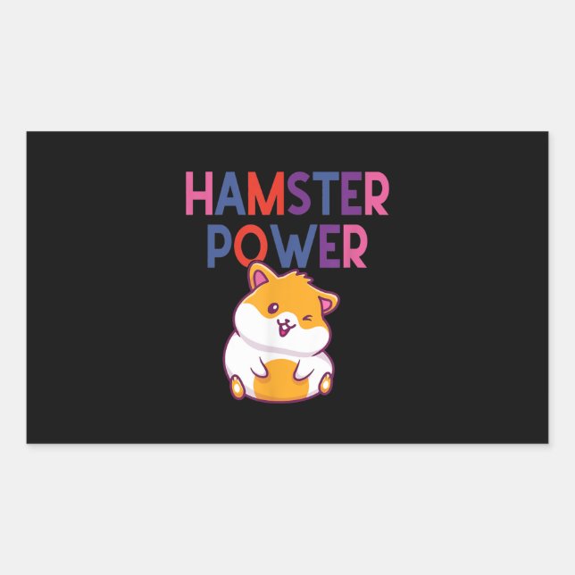 Hamster Power Cute Hamster Cartoon Rectangular Sticker (Front)