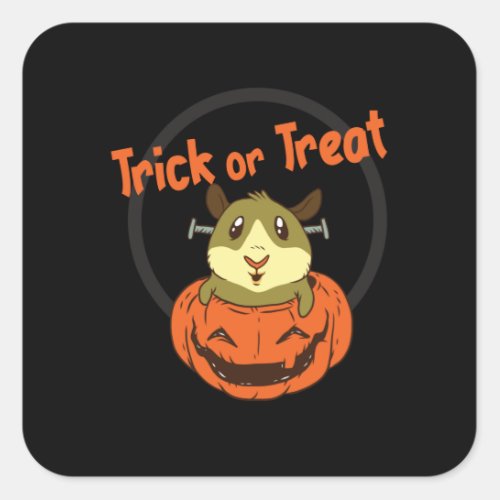 Hamster Pumpkin Halloween Trick or Treat Square Sticker