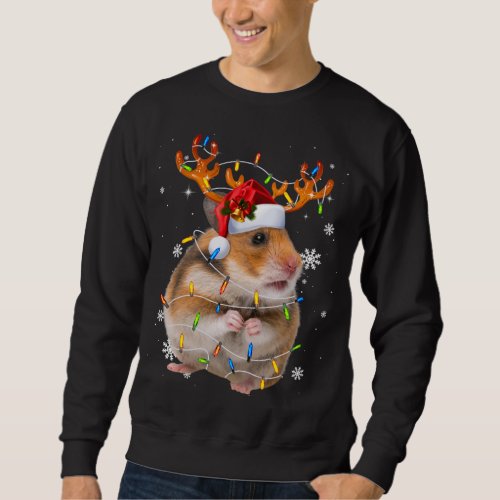 Hamster Reindeer Christmas Lights Funny Hamster Xm Sweatshirt