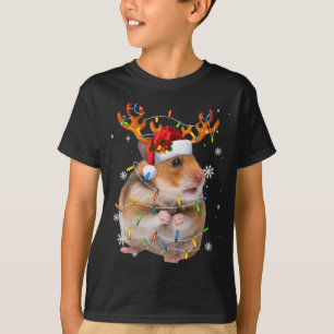 Hamster Reindeer Christmas Lights Funny Hamster Xm T-Shirt