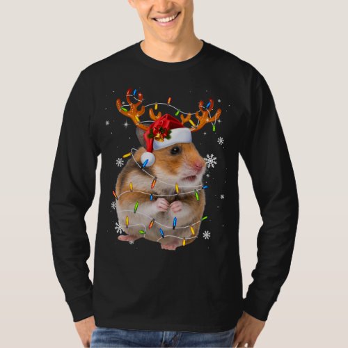 Hamster Reindeer Christmas Lights Funny Hamster Xm T_Shirt