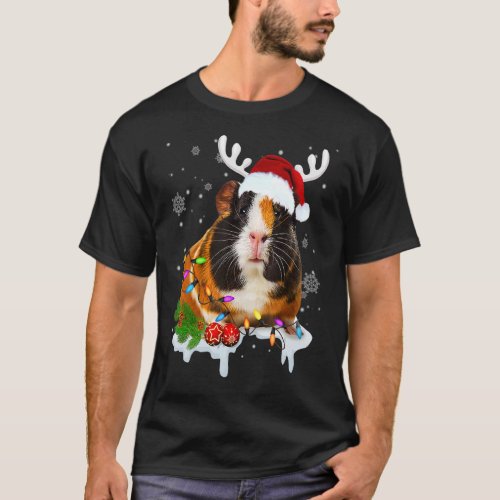 Hamster Reindeer Christmas Lights Hamster Xmas T_Shirt