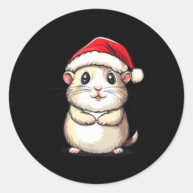 Hamster Santa Hat Pet Lover Boys Girls Kids Christ Classic Round Sticker (Front)