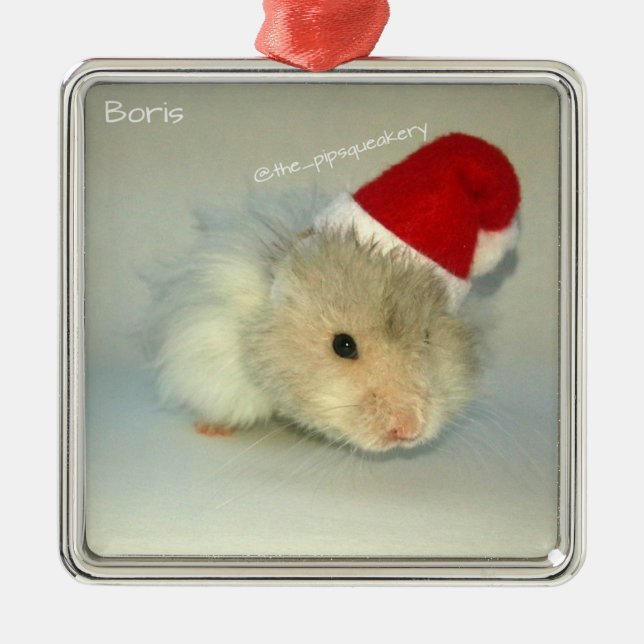 Hamster Santa! Metal Ornament (Front)