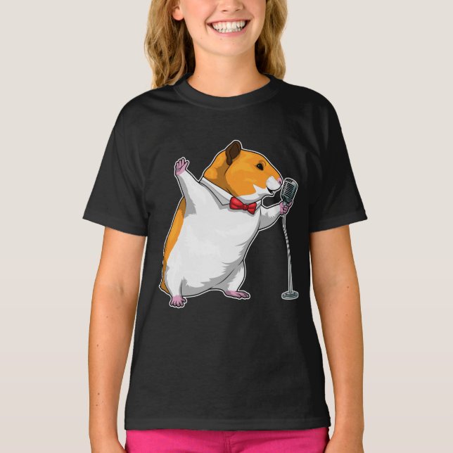 Hamster Singer Microphone Music T-Shirt (Front)