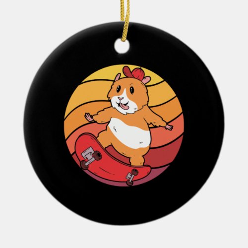 Hamster Skateboard Retro Ceramic Ornament