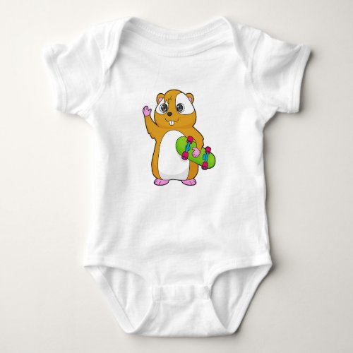 Hamster Skater Skateboard Baby Bodysuit