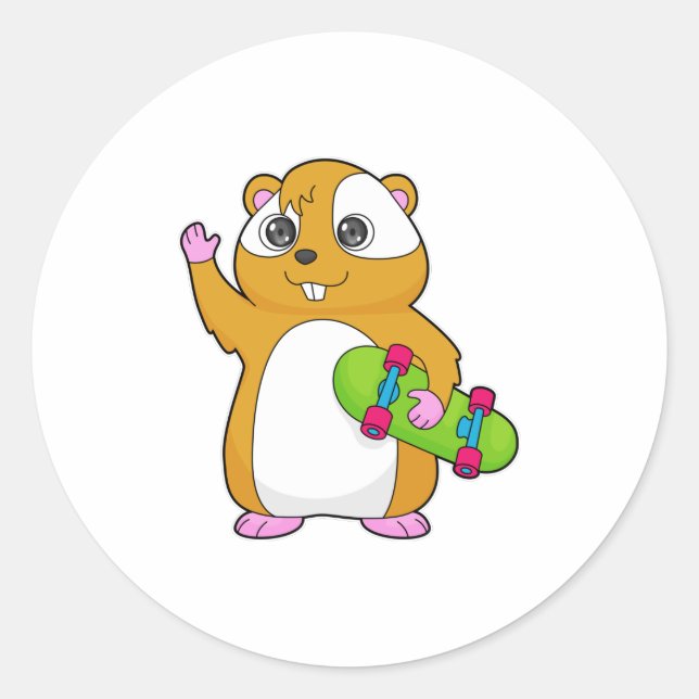 Hamster Skater Skateboard Classic Round Sticker (Front)