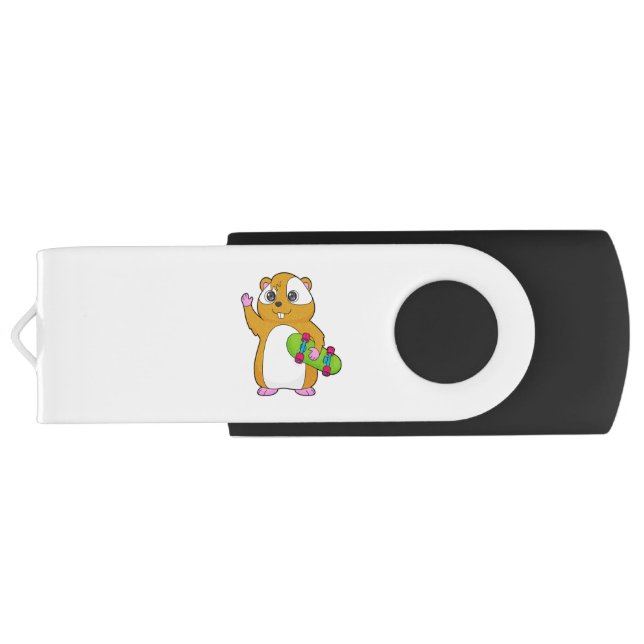 Hamster Skater Skateboard Flash Drive (Back)