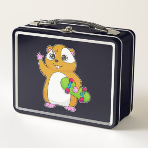 Hamster Skater Skateboard Metal Lunch Box
