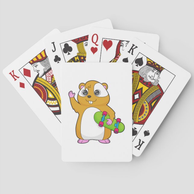 Hamster Skater Skateboard Poker Cards (Back)