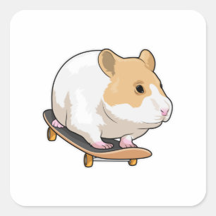 Hamster Skater Skateboard Square Sticker
