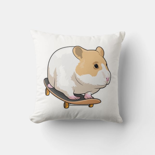 Hamster Skater Skateboard Throw Pillow (Front)