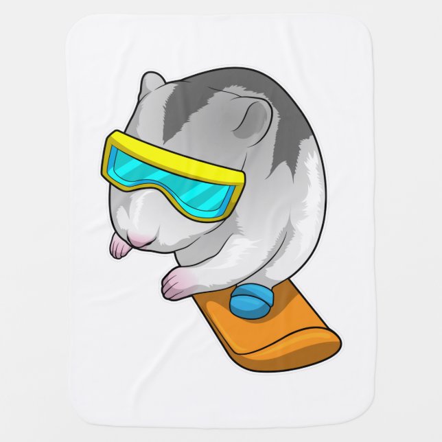 Hamster Snowboarder Snowboard Baby Blanket (Front)