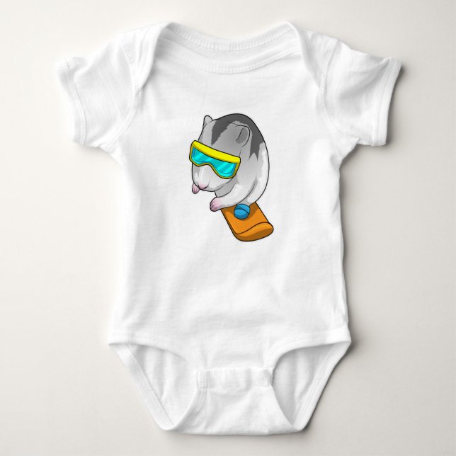 Hamster Snowboarder Snowboard Baby Bodysuit (Front)