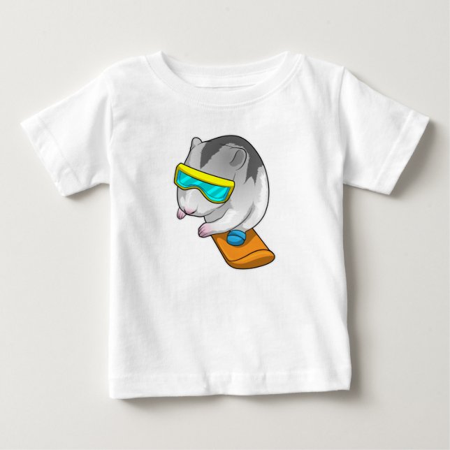 Hamster Snowboarder Snowboard Baby T-Shirt (Front)