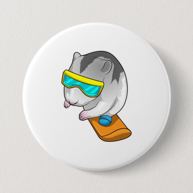 Hamster Snowboarder Snowboard Button (Front)