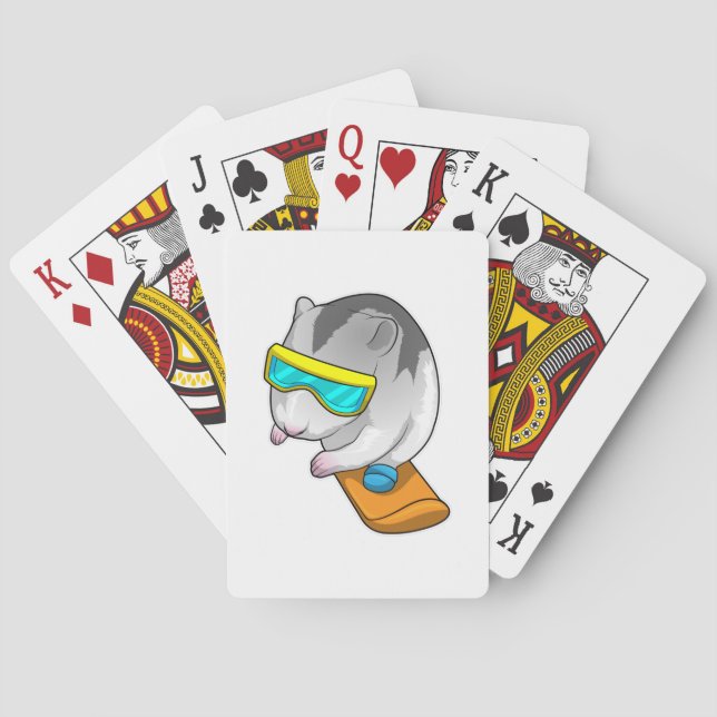 Hamster Snowboarder Snowboard Poker Cards (Back)