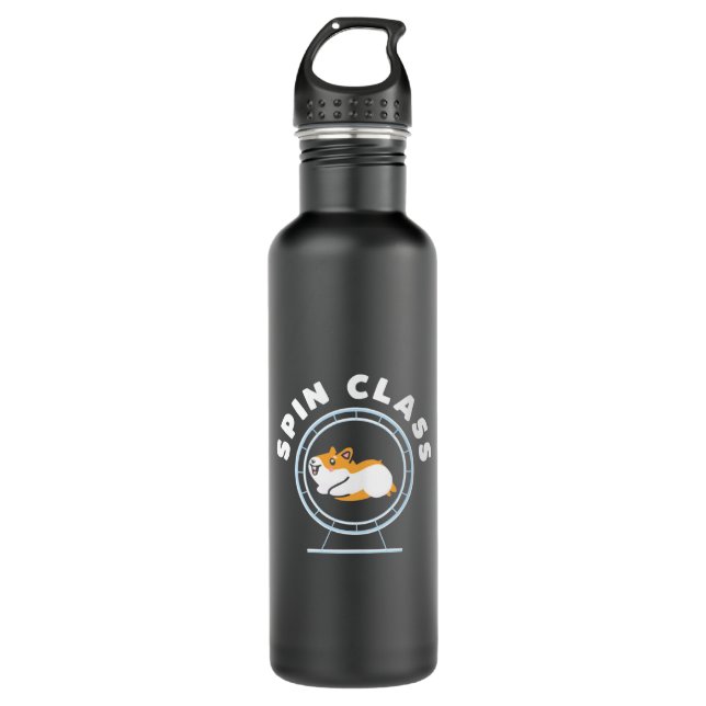 Hamster Spin Class Stainless Steel Water Bottle (Front)