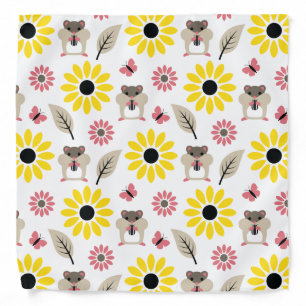 Hamster & Sunflower seamless pattern Bandana