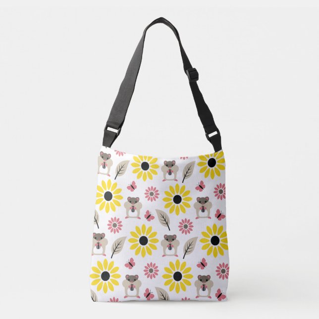 Hamster & Sunflower seamless pattern Crossbody Bag (Front)