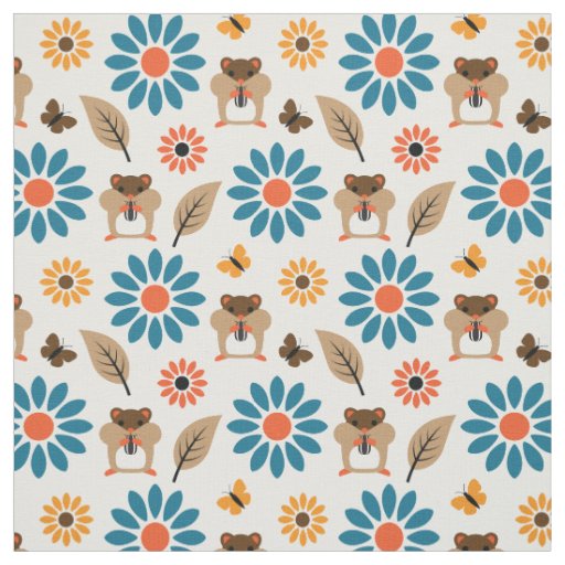 Hamster & Sunflower Seamless Pattern Fabric