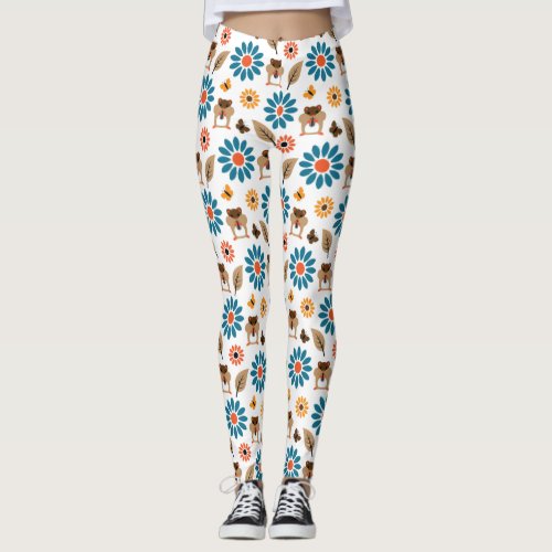 Hamster  Sunflower Seamless Pattern Leggings