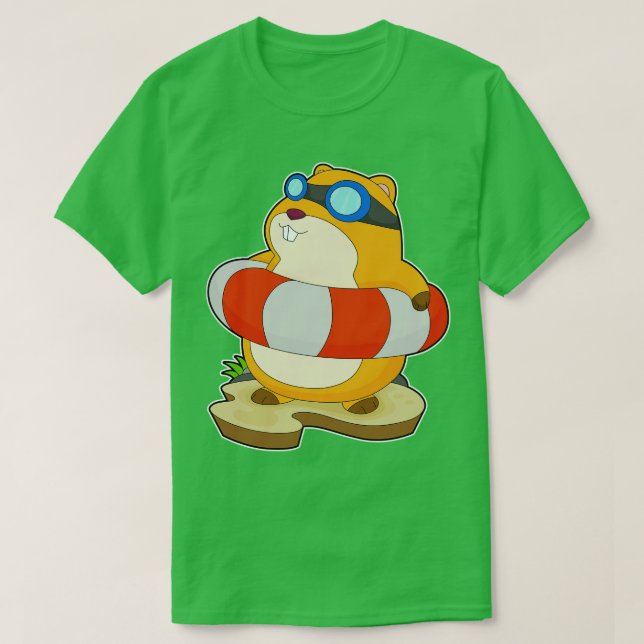 Hamster Swimming Lifebuoy T-Shirt (Design Front)