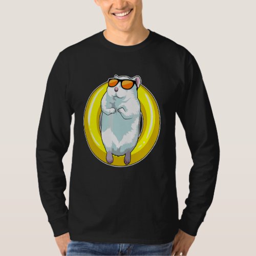 Hamster Swimming Swim Ring Sunglasses T_Shirt