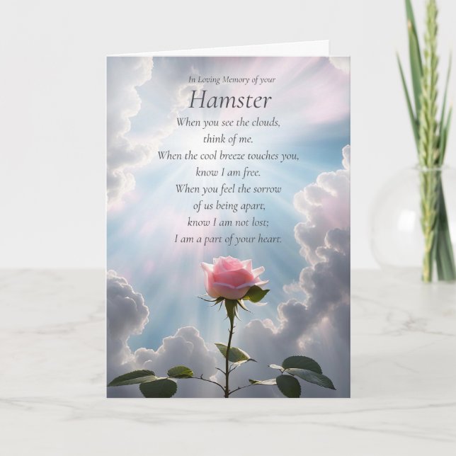 Hamster Sympathy Rose Spiritual Poem Card (Front)