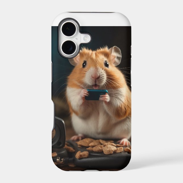 Hamster talking on cell phone iphone case (Back)