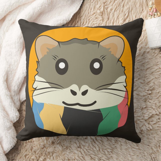 Hamster 🐹 the naughty animal with a striped scarf throw pillow (Blanket)
