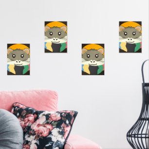Hamster 🐹 the naughty animal with a striped scarf wall art sets
